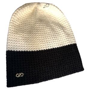 COLE HAAN Black and White Split Beanie NEW